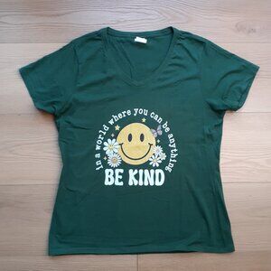 In a World Where You Can Be Anything - Be Kind - New Women's XL Green V-Neck T-S